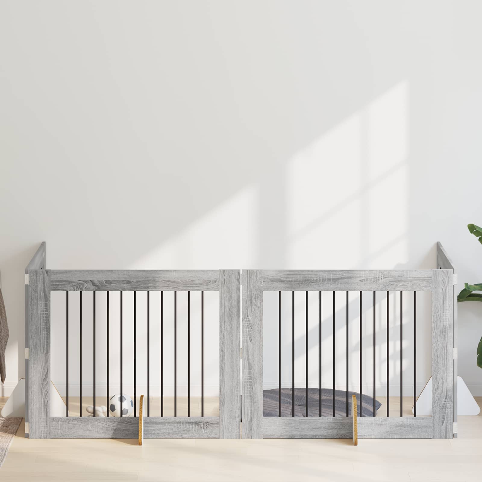 Hondenhekje met standaards 4 pcs Grijs sonoma 100 x 80 cm image 1