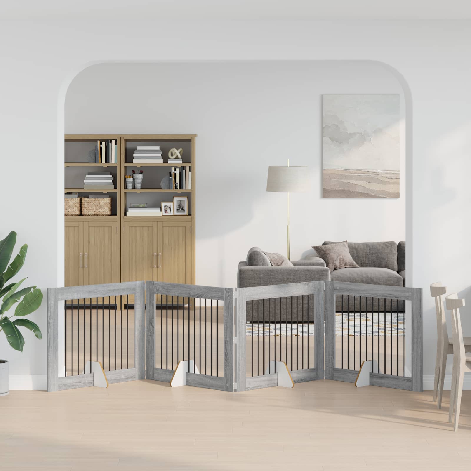 Hondenhekje met standaards 4 pcs Grijs sonoma 100 x 80 cm image 3