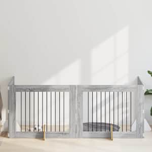 Vrata za pse z stojali 4 pcs Siva Sonoma 100 x 80 cm