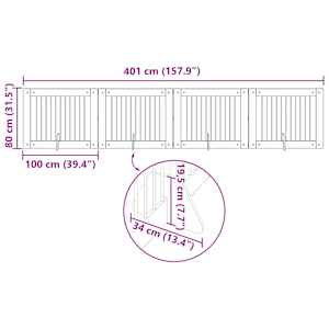 Skládací psí brána se stojany 4 pcs Šedá sonoma 401 cm - obrázek 9