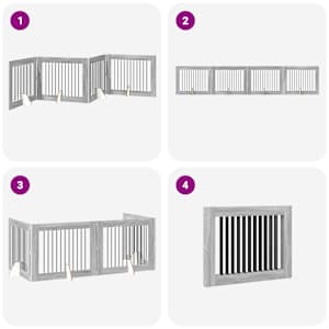 Skládací psí brána se stojany 4 pcs Šedá sonoma 401 cm - obrázek 7