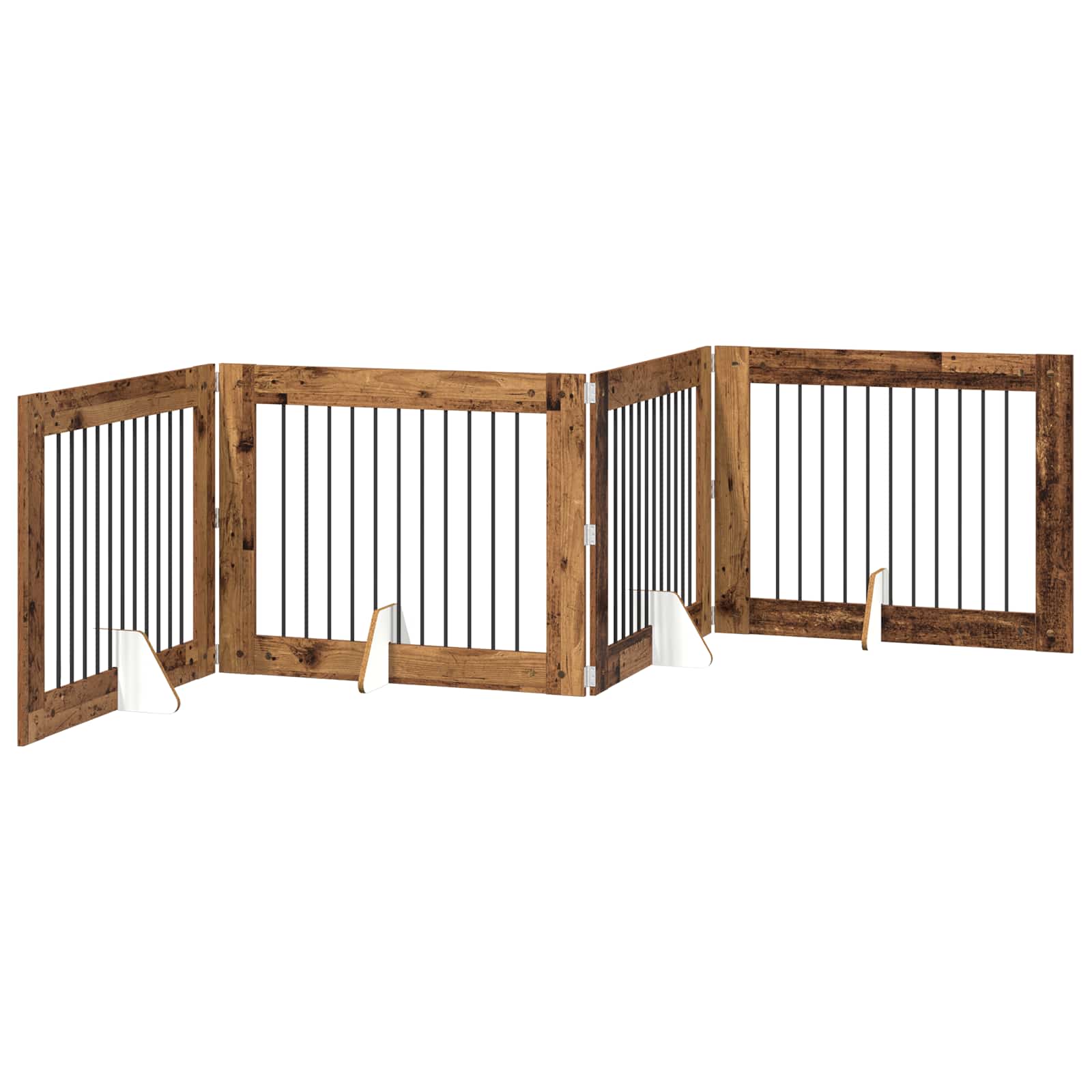 Hondenhekje met standaards 4 pcs Oud hout 100 x 80 cm image 4