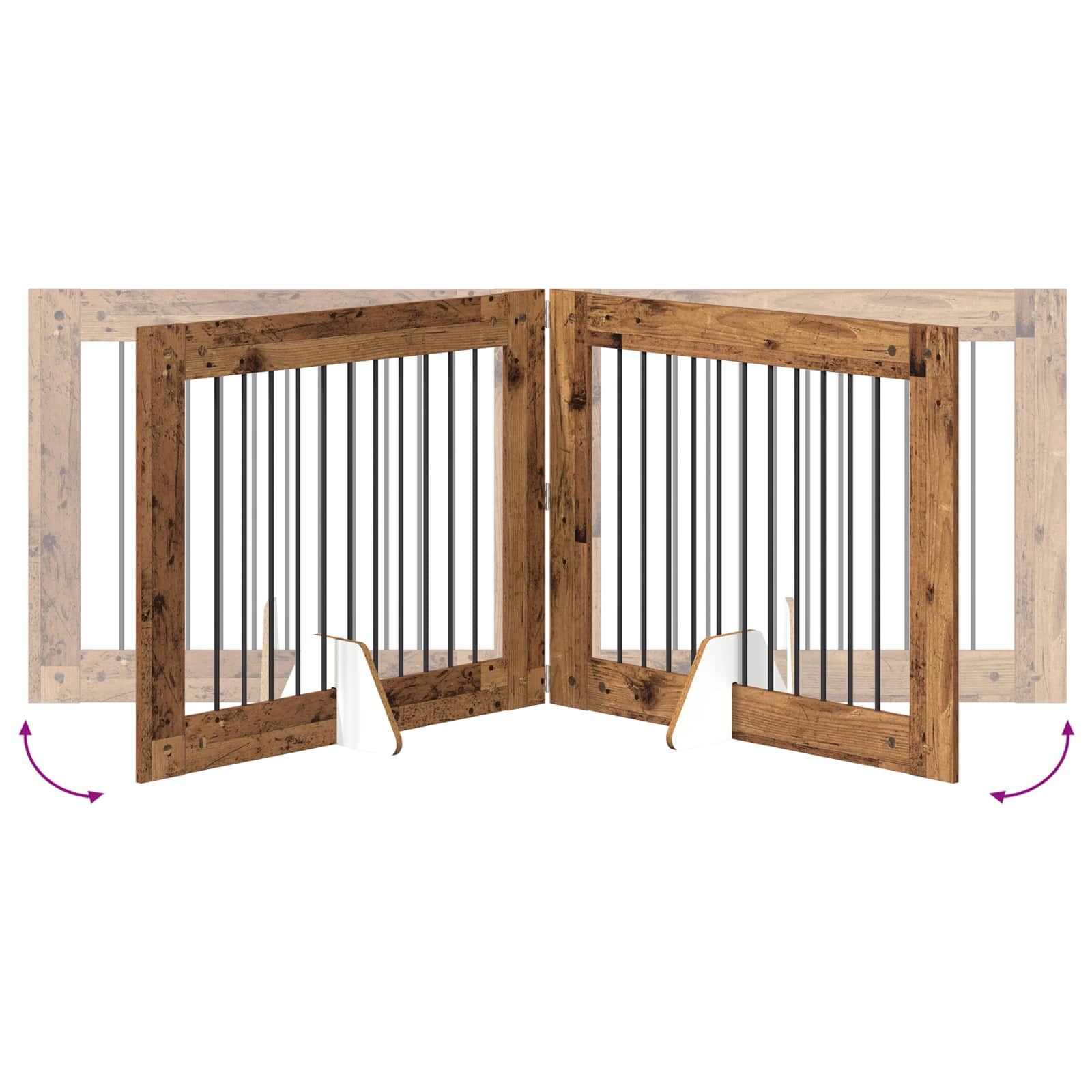 Hondenhekje met standaards 4 pcs Oud hout 100 x 80 cm image 8