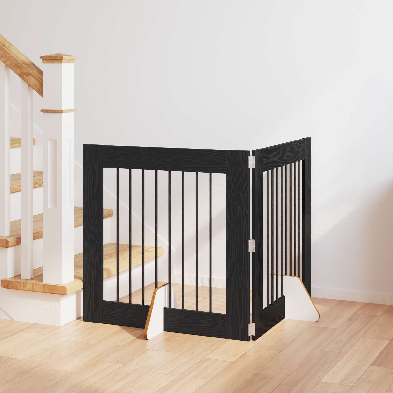 Hondenhekje met standaards 2 pcs Zwart eiken 80 x 80 cm image 1
