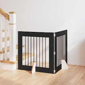 Vrata za pse z stojali 2 pcs Črni hrast 80 x 80 cm