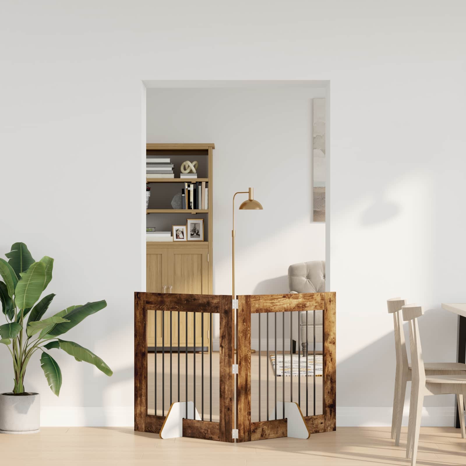 Hondenhekje met standaards 2 pcs Gerookt eiken 80 x 80 cm image 3