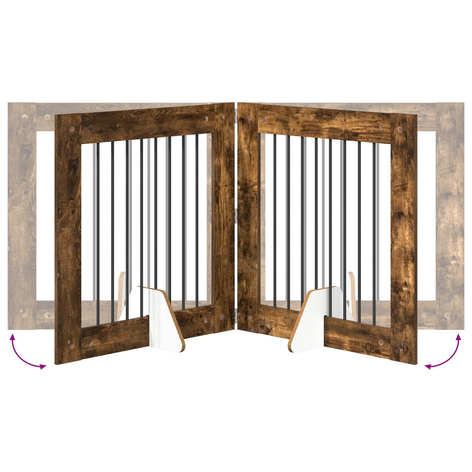 Hondenhekje met standaards 2 pcs Gerookt eiken 80 x 80 cm image 8