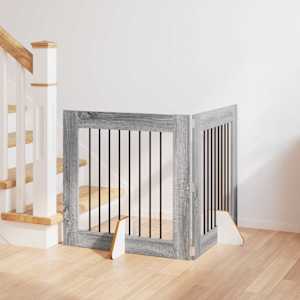 Zábrana pro psy se stojany 2 pcs Šedá sonoma 80 x 80 cm - obrázek 1