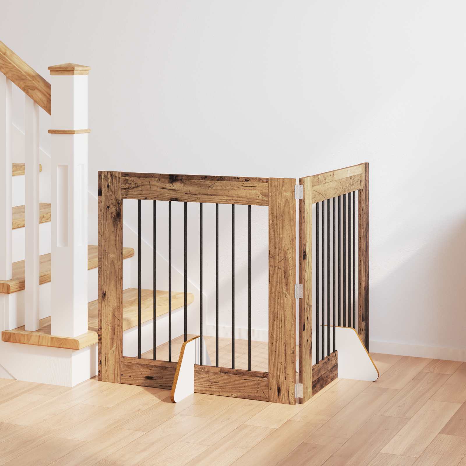 Hondenhekje met standaards 2 pcs Oud hout 80 x 80 cm image 1