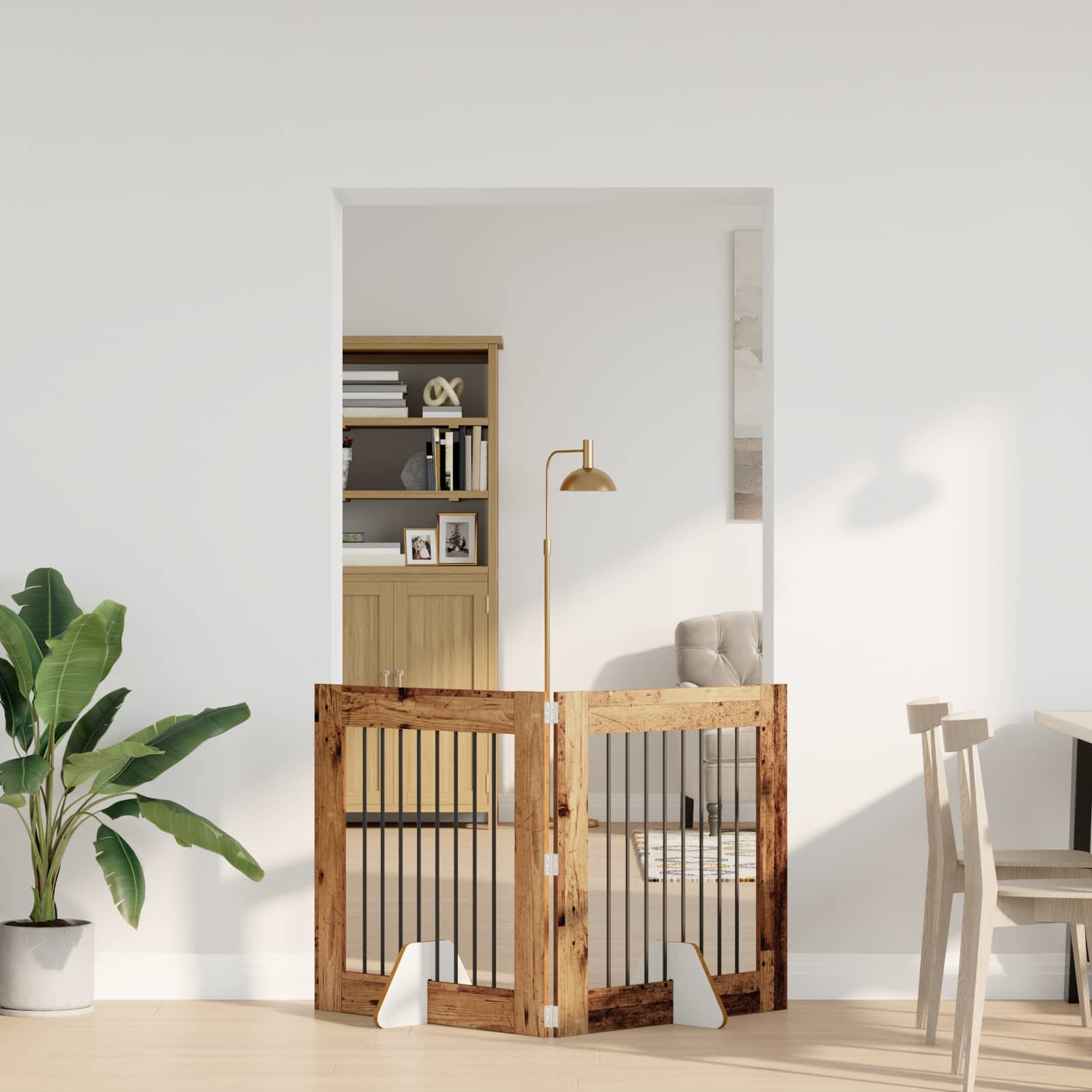 Hondenhekje met standaards 2 pcs Oud hout 80 x 80 cm image 3