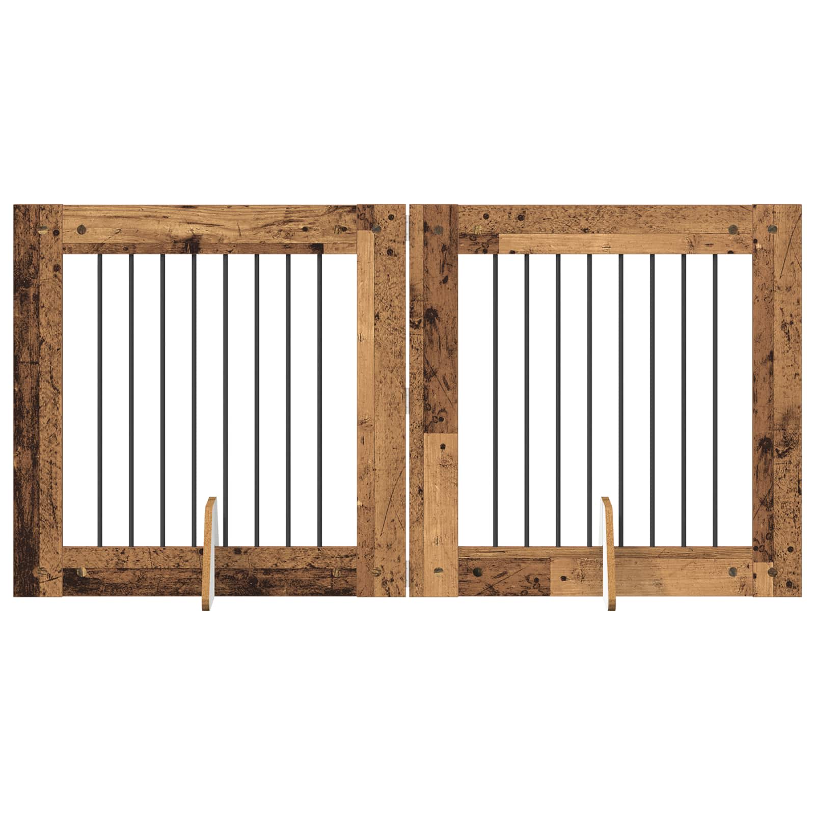 Hondenhekje met standaards 2 pcs Oud hout 80 x 80 cm image 2