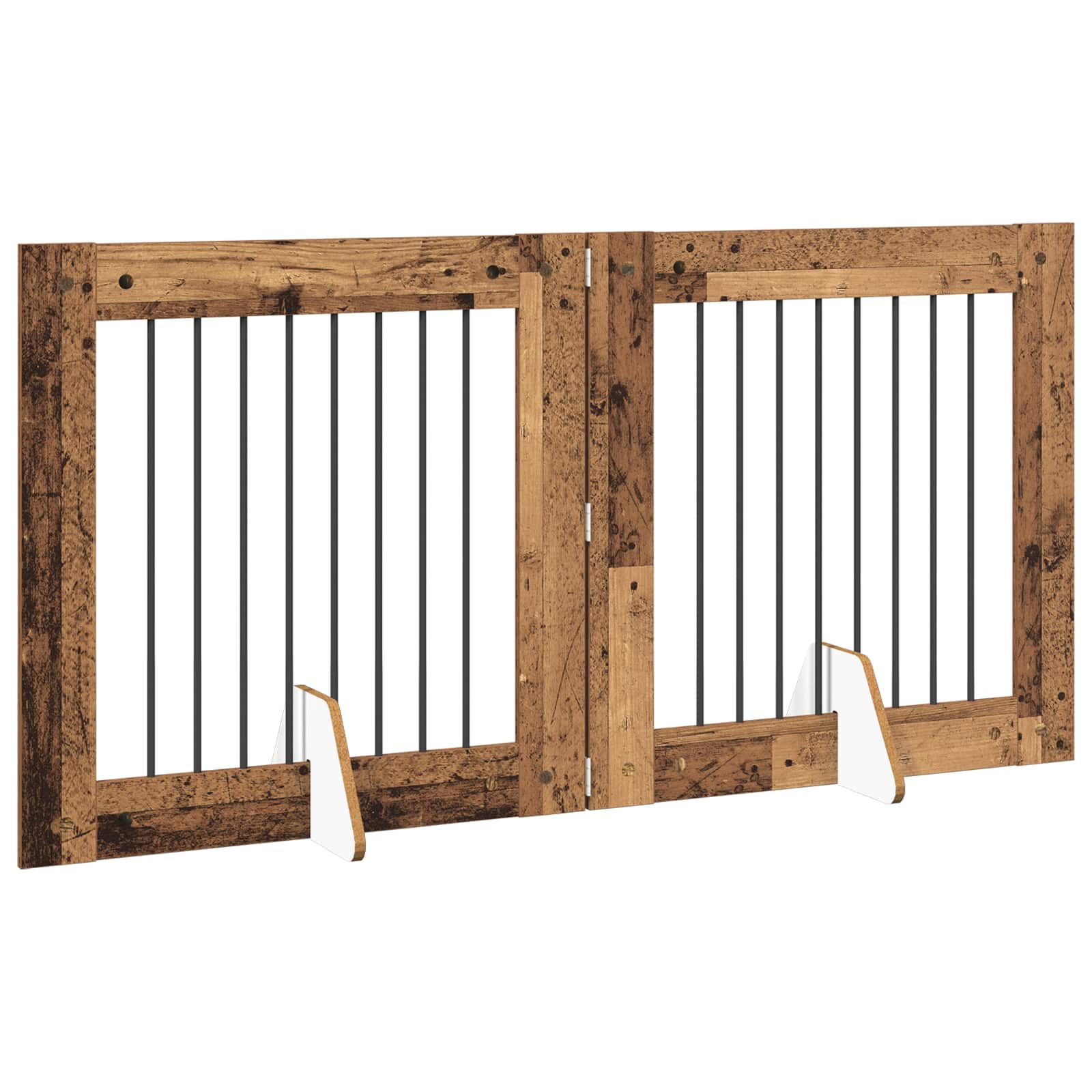 Hondenhekje met standaards 2 pcs Oud hout 80 x 80 cm image 4