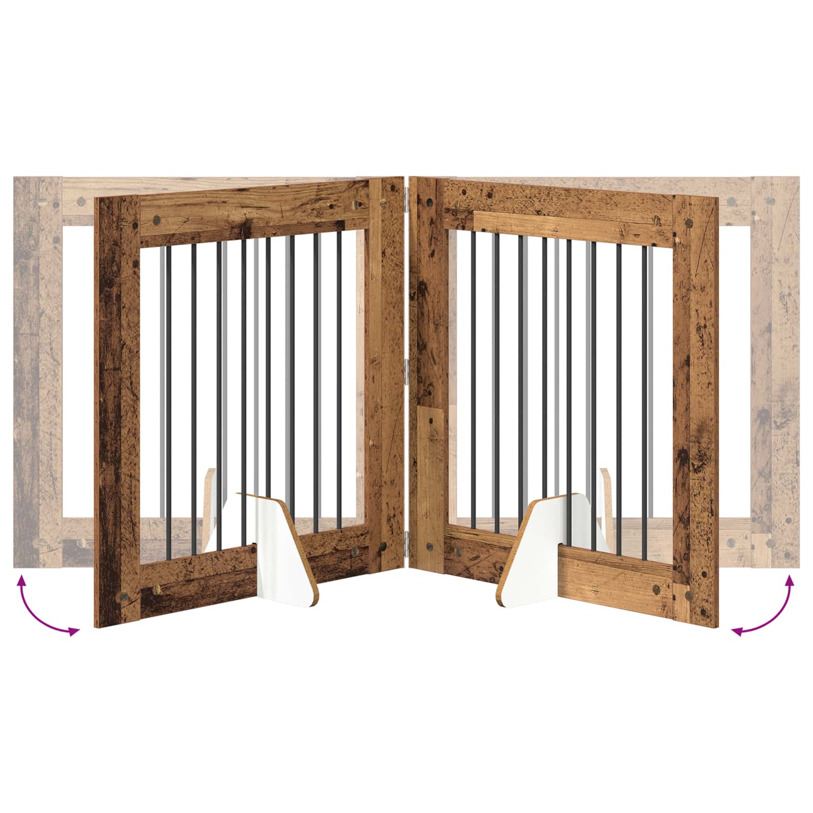 Hondenhekje met standaards 2 pcs Oud hout 80 x 80 cm image 8