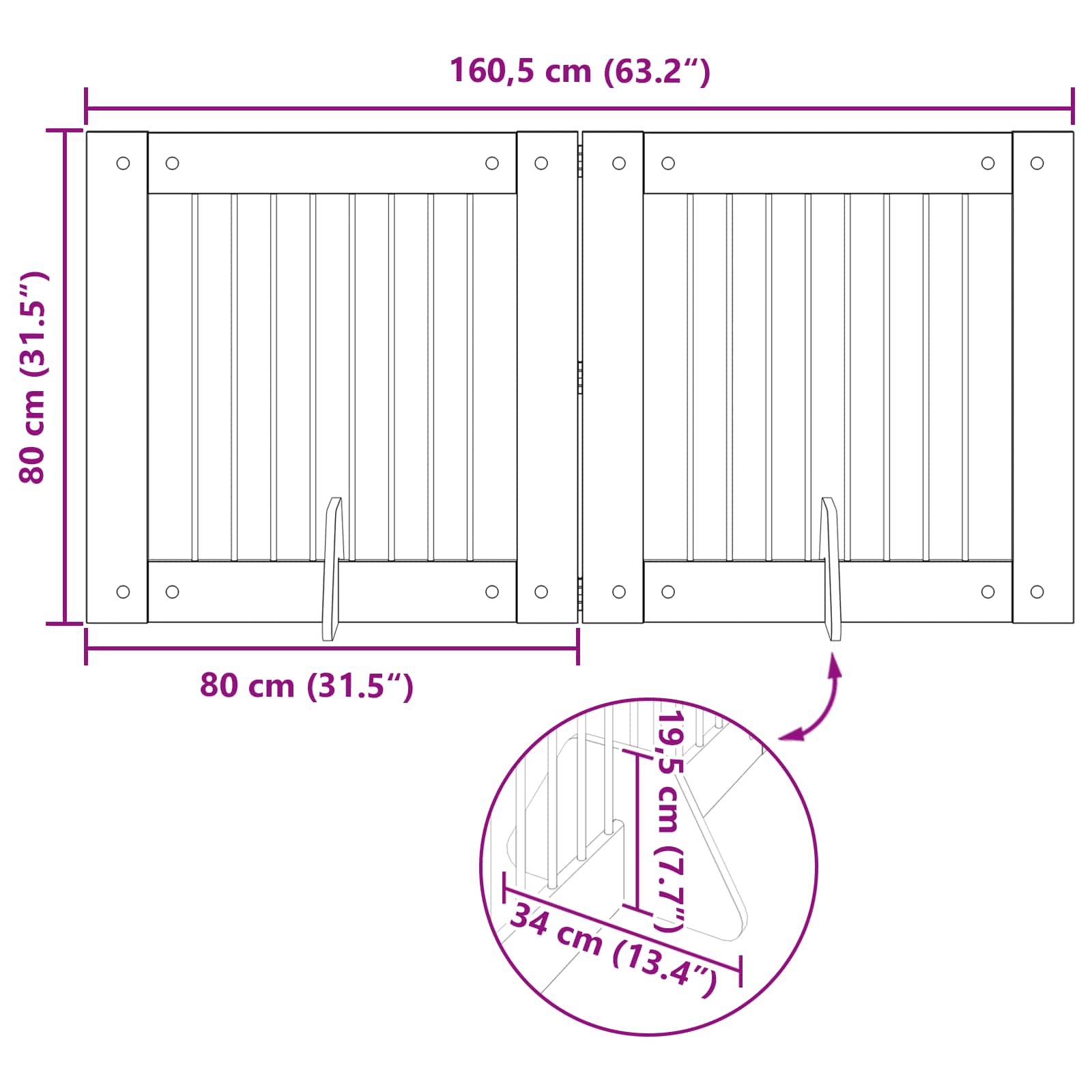 Vrata za pse z stojali 2 pcs Artisan hrast 80 x 80 cm - slika 10