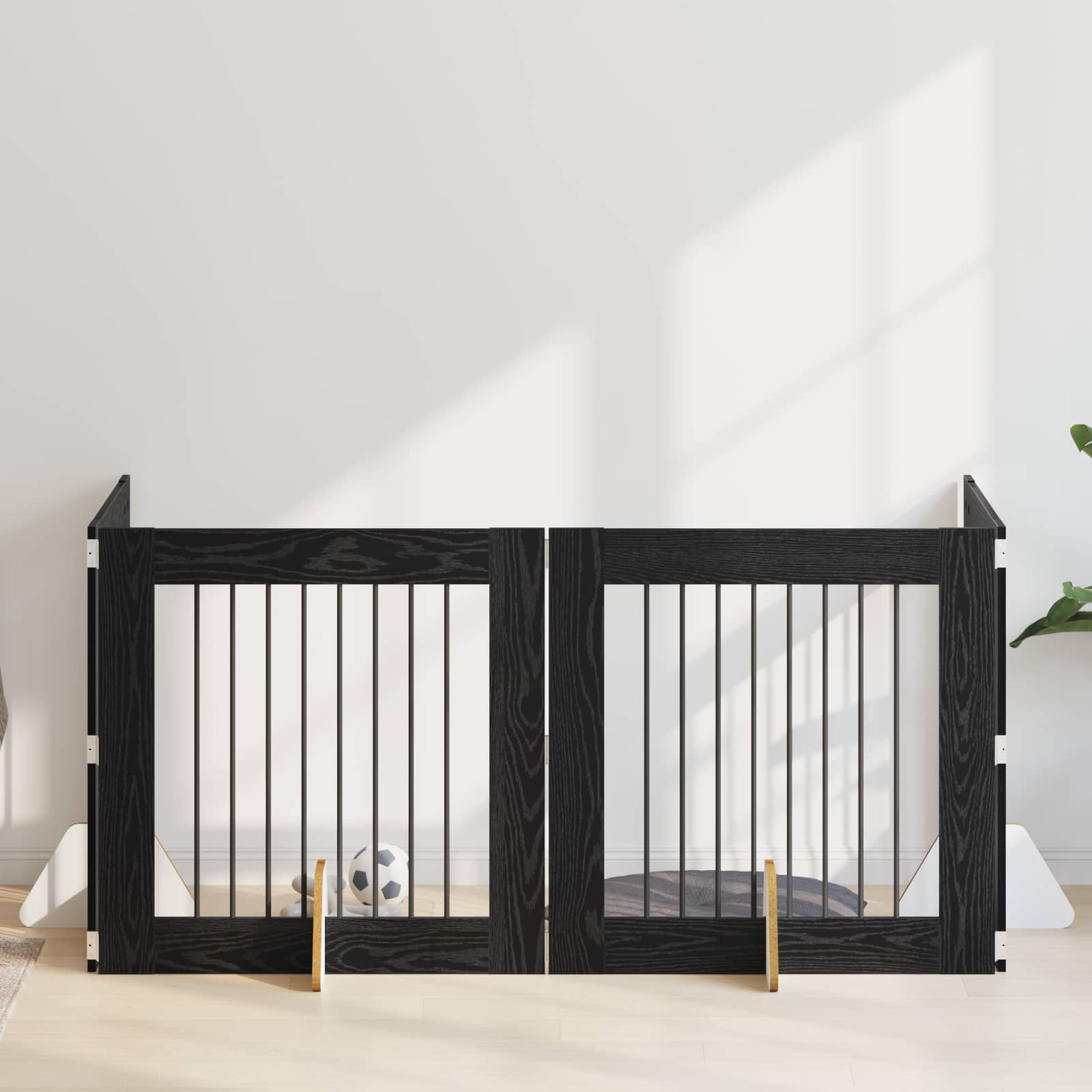 Hondenhekje met standaards 4 pcs Zwart eiken 80 x 80 cm image 1