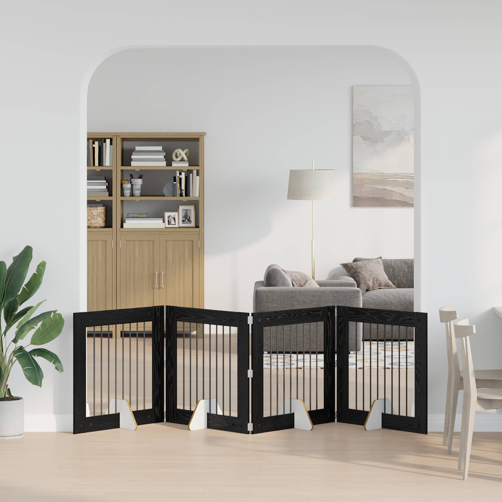 Hondenhekje met standaards 4 pcs Zwart eiken 80 x 80 cm image 3