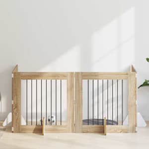 Vrata za pse z stojali 4 pcs Sonoma hrast 80 x 80 cm