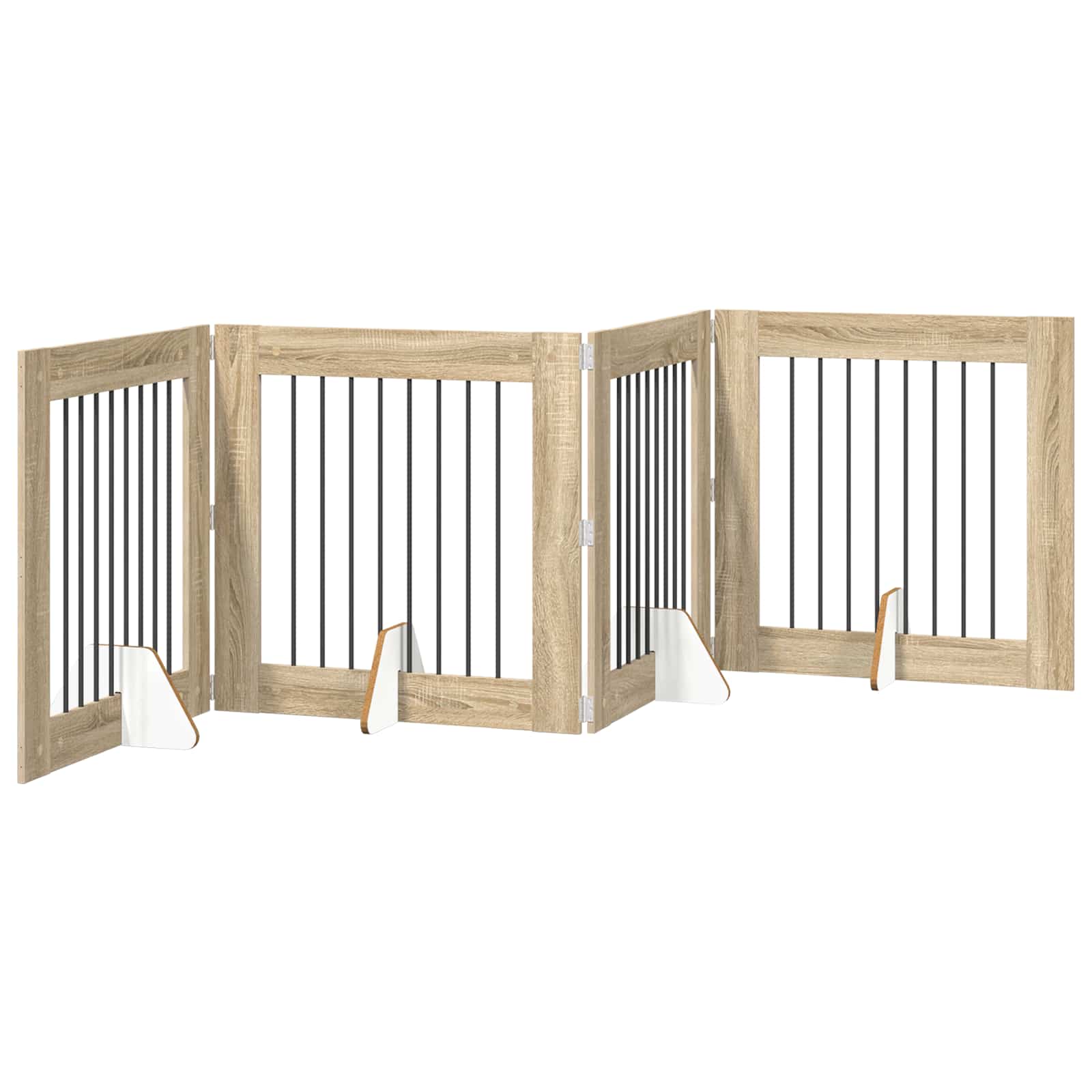 vidaXL Skládací psí brána se stojany 4 ks Dub sonoma 321 cm