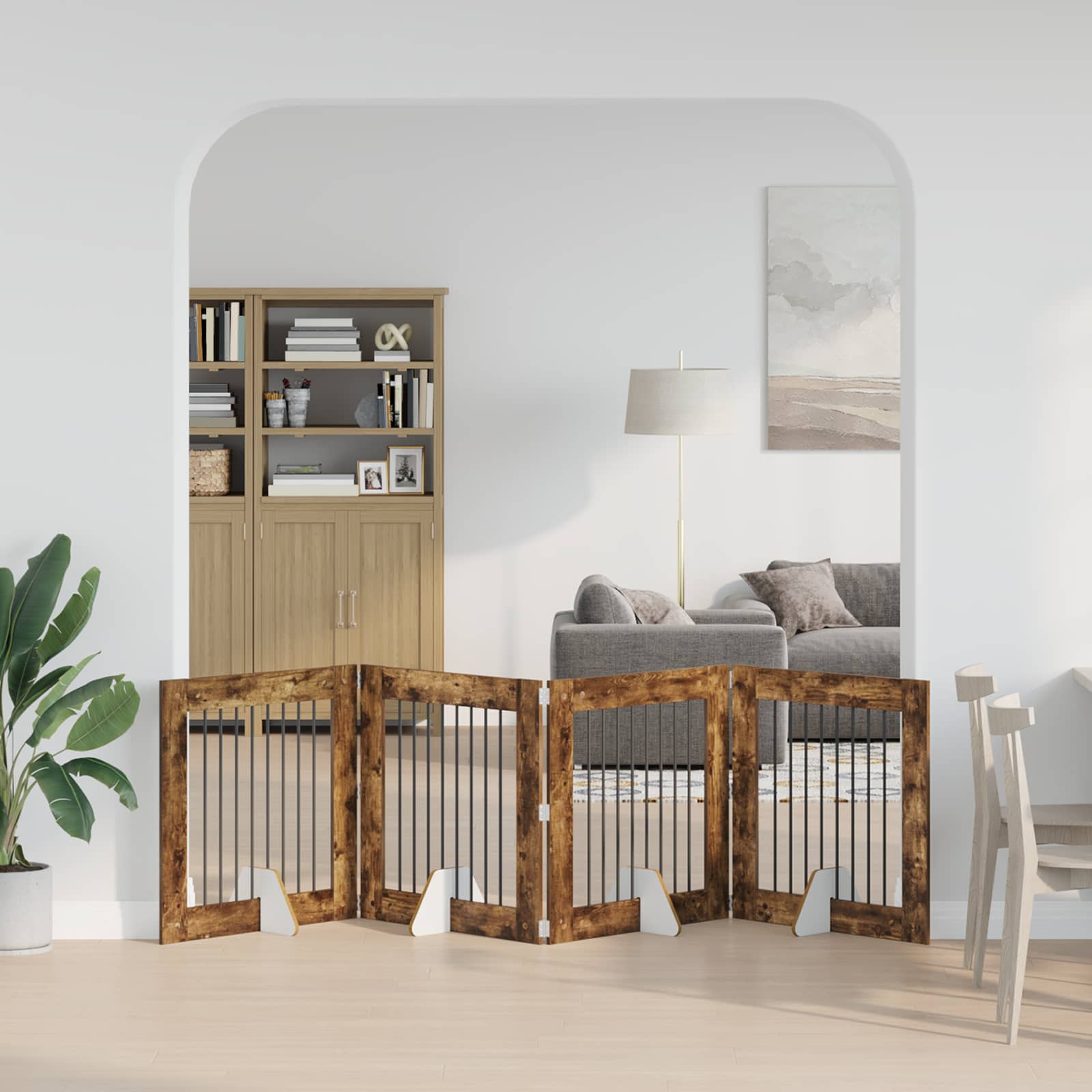 Hondenhekje met standaards 4 pcs Gerookt eiken 80 x 80 cm image 3