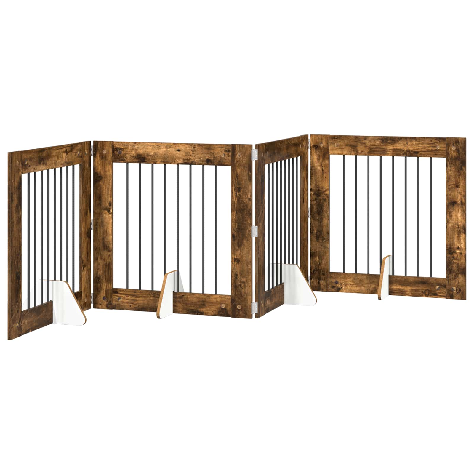 Hondenhekje met standaards 4 pcs Gerookt eiken 80 x 80 cm image 4