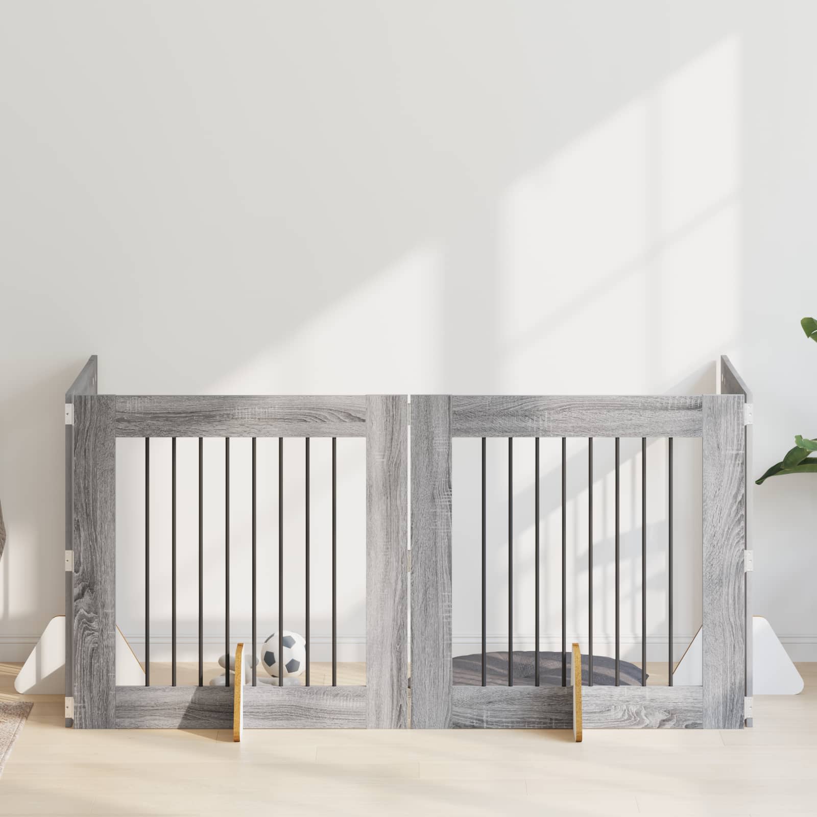 Hondenhekje met standaards 4 pcs Grijs sonoma 80 x 80 cm image 1