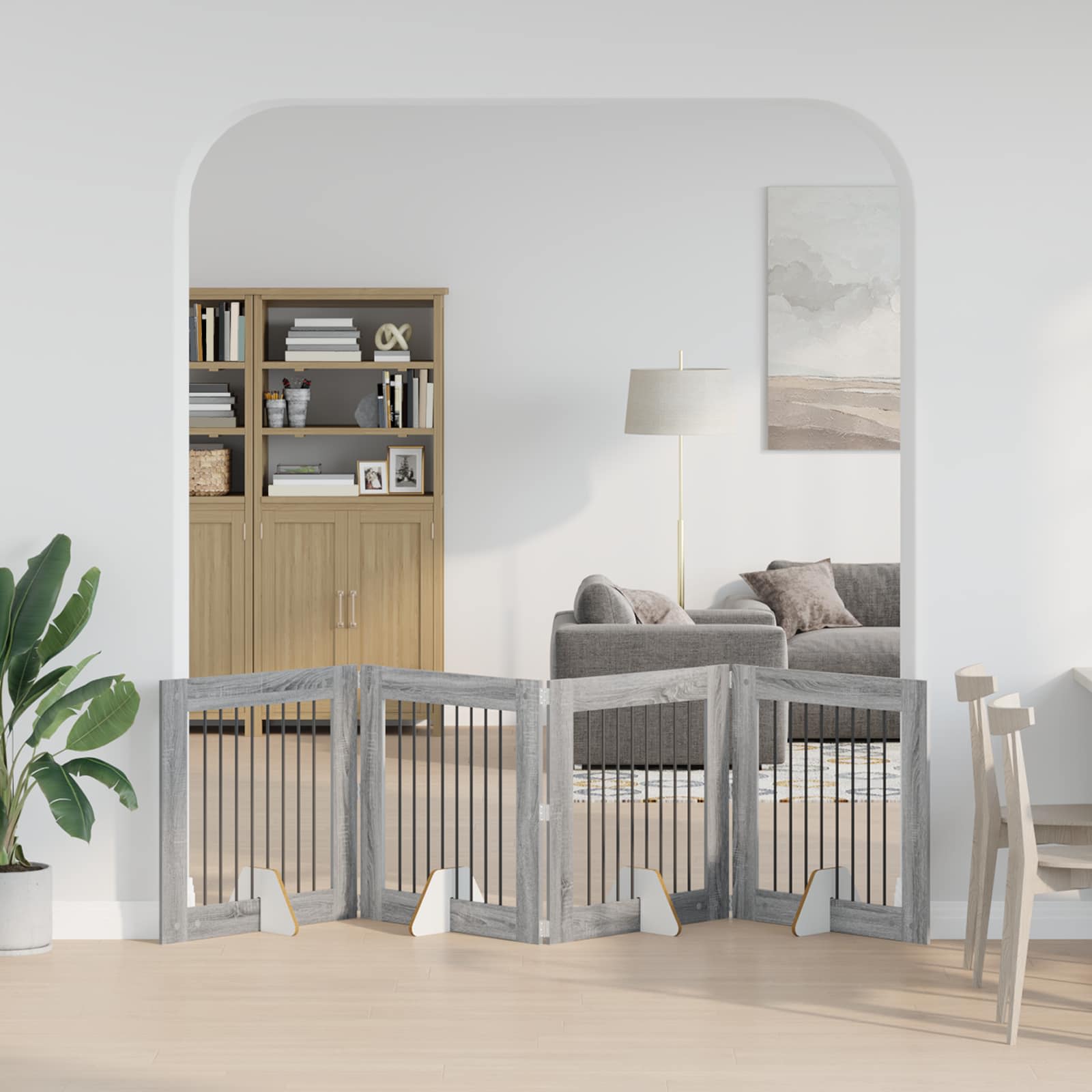 Hondenhekje met standaards 4 pcs Grijs sonoma 80 x 80 cm image 3