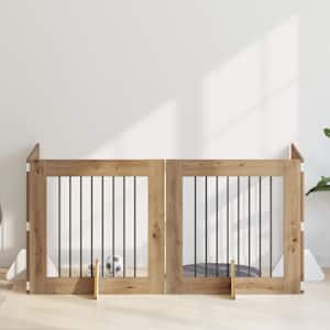 Vrata za pse z stojali 4 pcs Artisan hrast 80 x 80 cm