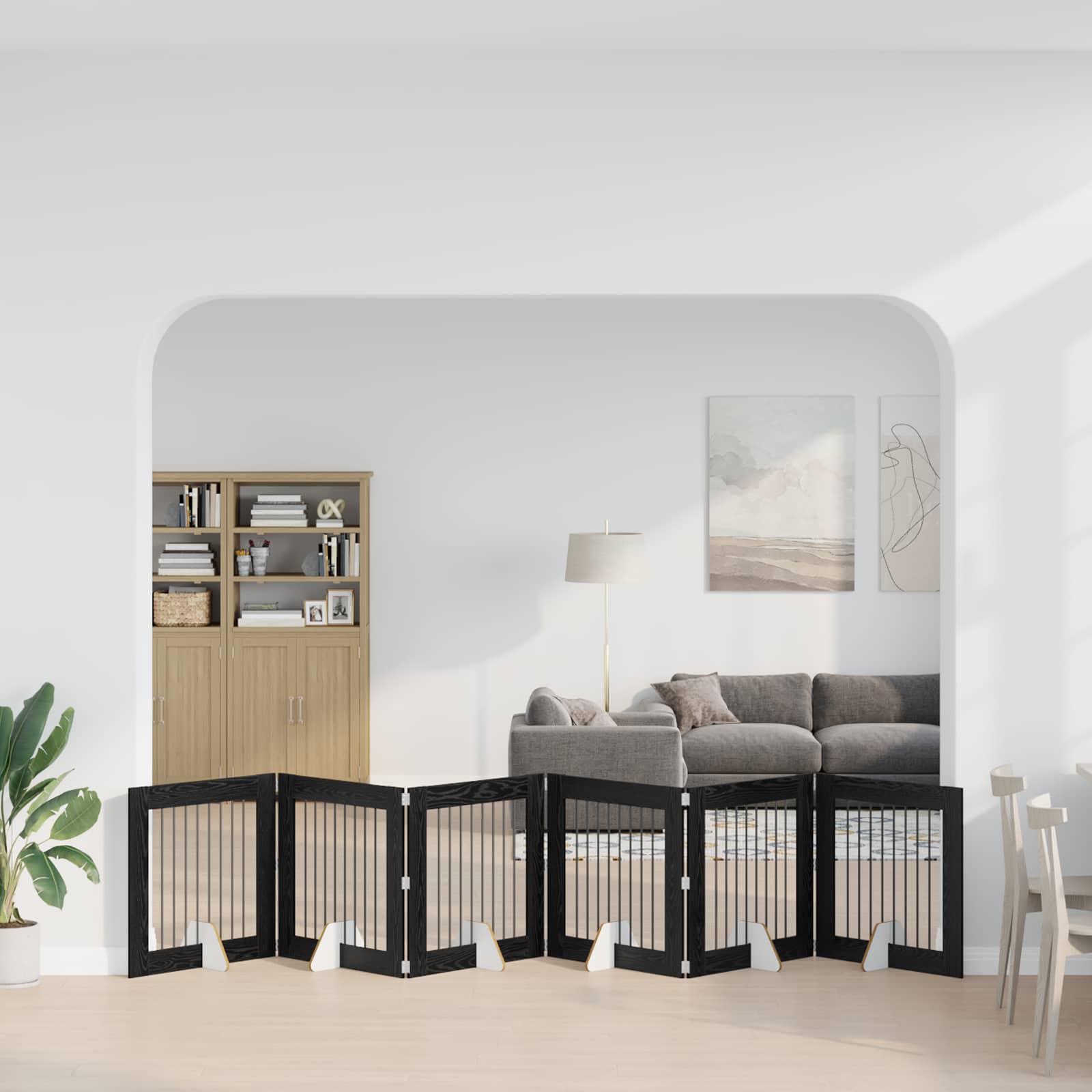 Hondenhekje met standaards 6 pcs Zwart eiken 80 x 80 cm image 3