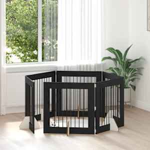 Vrata za pse z stojali 6 pcs Črni hrast 80 x 80 cm