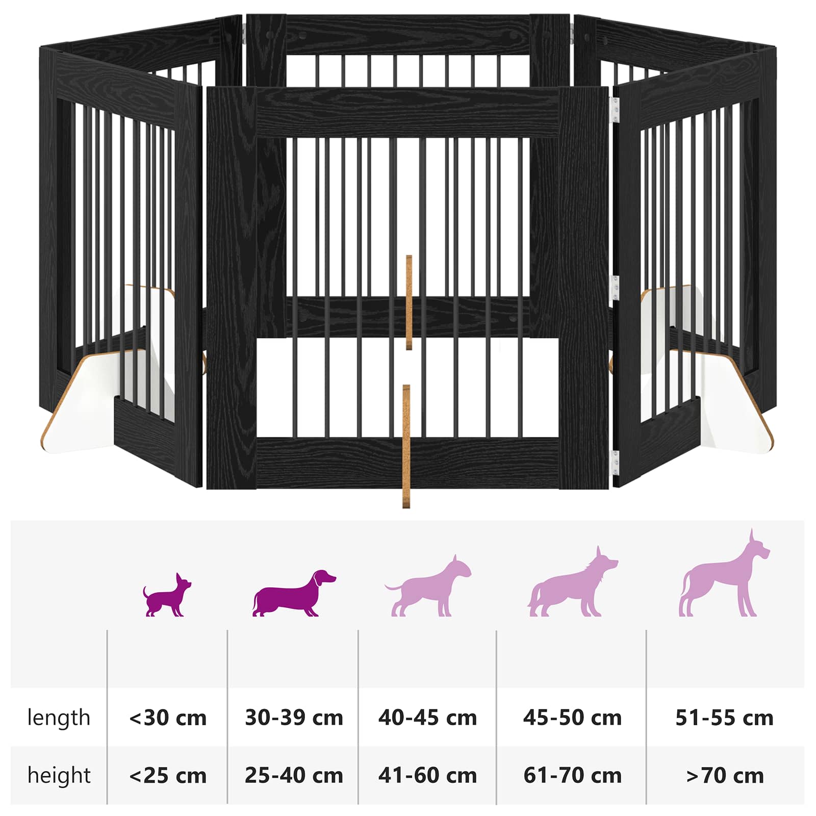 Hondenhekje met standaards 6 pcs Zwart eiken 80 x 80 cm image 12