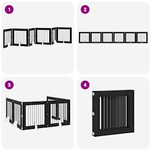 Skládací psí brána se stojany 6 pcs Černý dub 482 cm - obrázek 7