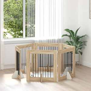 Vrata za pse z stojali 6 pcs Sonoma hrast 80 x 80 cm