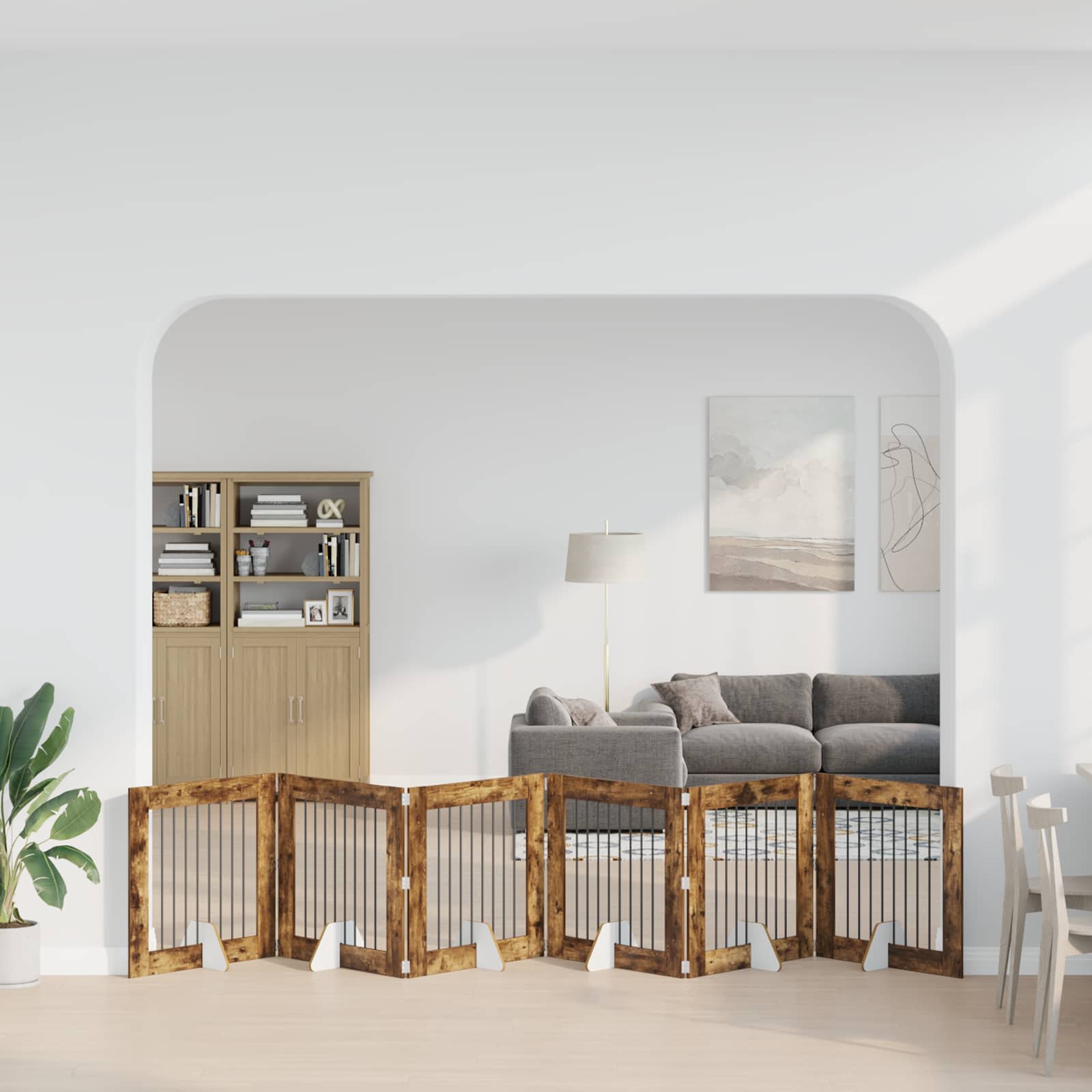 Hondenhekje met standaards 6 pcs Gerookt eiken 80 x 80 cm image 3