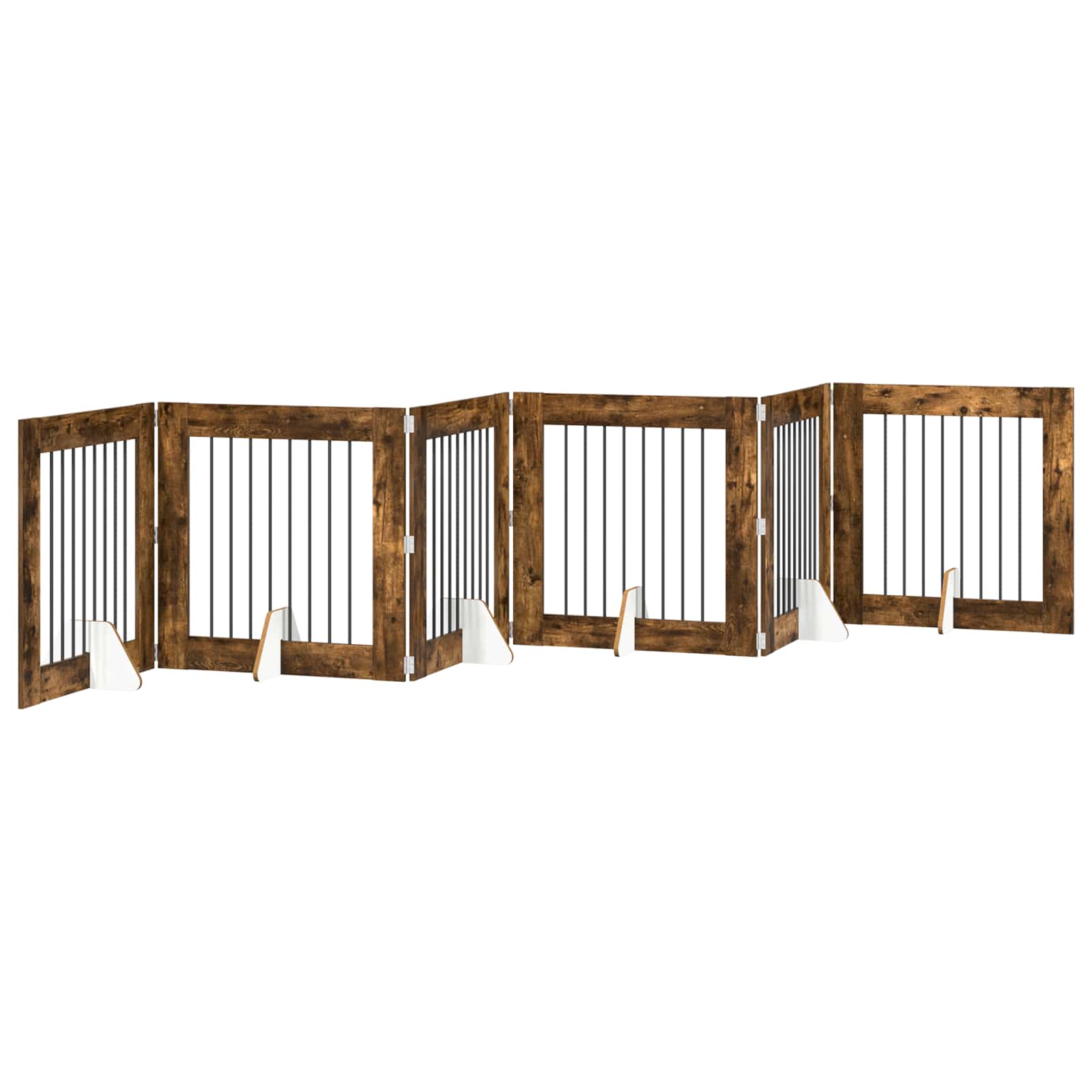 Hondenhekje met standaards 6 pcs Gerookt eiken 80 x 80 cm image 4