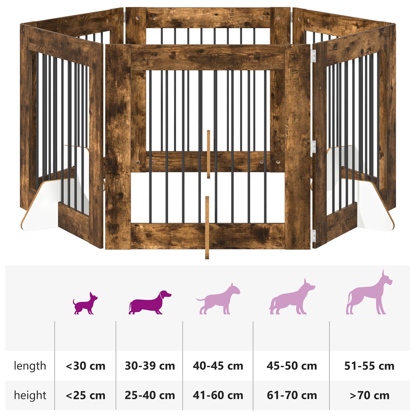 Hondenhekje met standaards 6 pcs Gerookt eiken 80 x 80 cm image 12