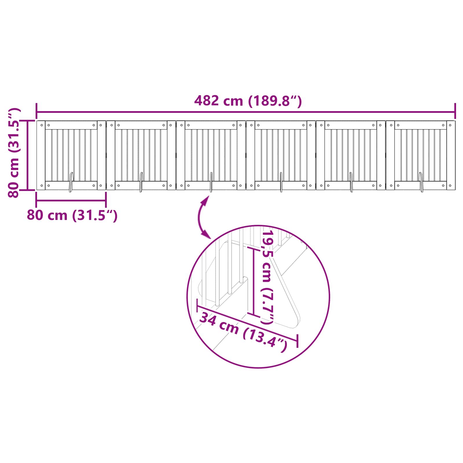 Hondenhekje met standaards 6 pcs Gerookt eiken 80 x 80 cm image 11