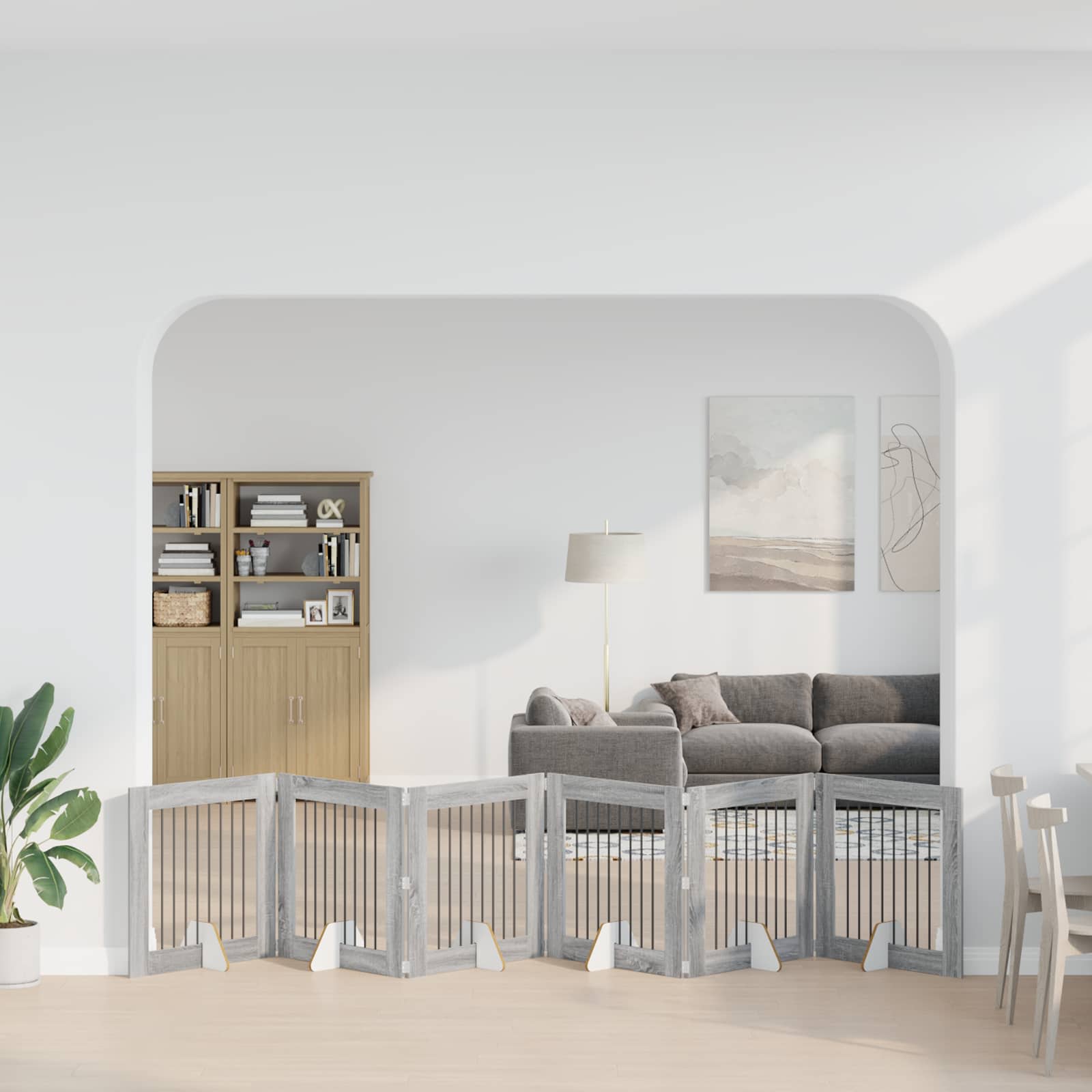 Hondenhekje met standaards 6 pcs Grijs sonoma 80 x 80 cm image 3