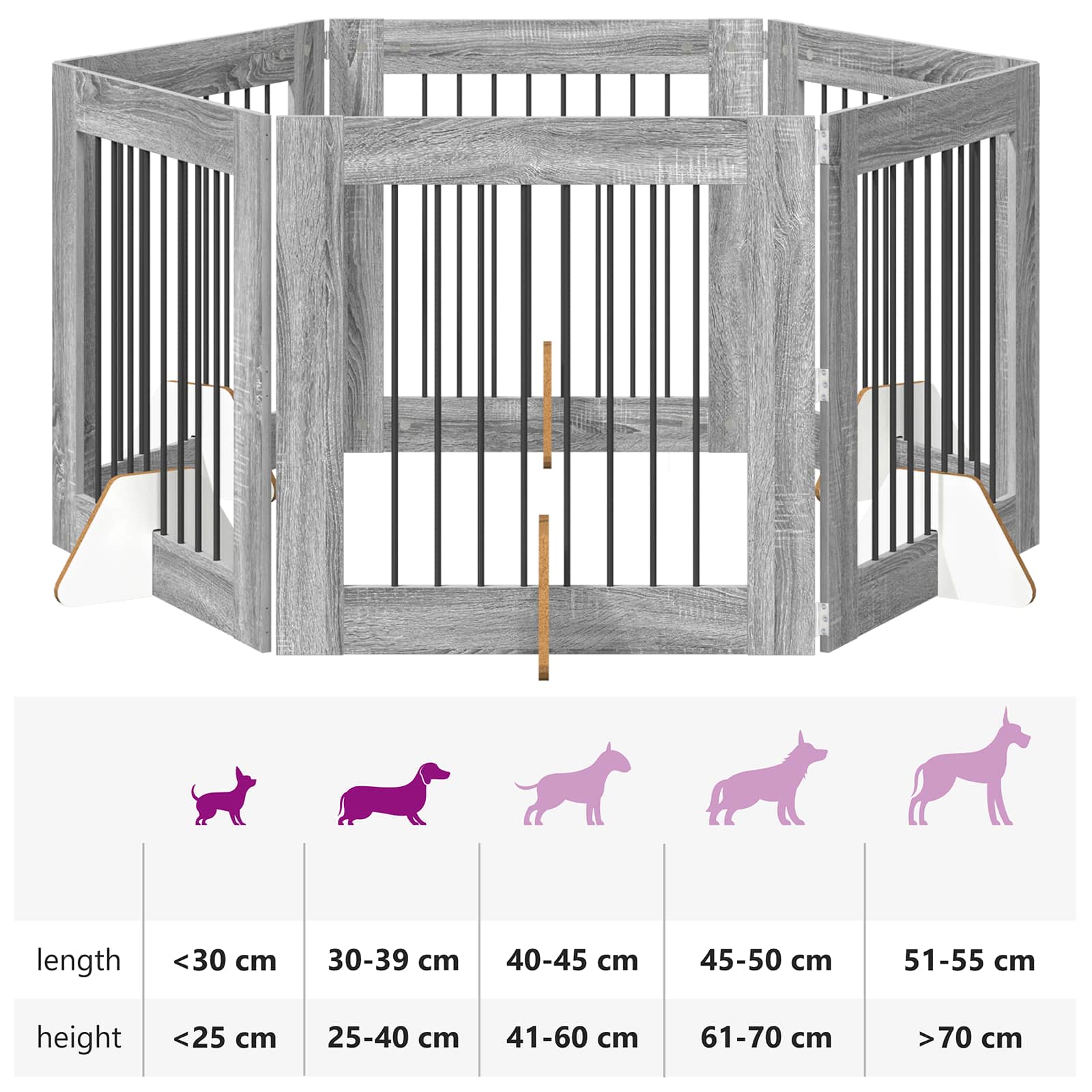 Hondenhekje met standaards 6 pcs Grijs sonoma 80 x 80 cm image 12