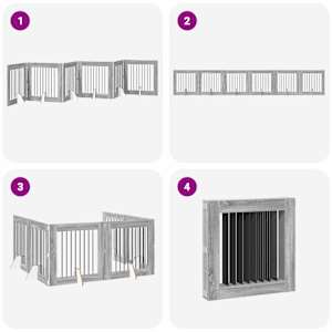 Skládací psí brána se stojany 6 pcs Šedá sonoma 482 cm - obrázek 7
