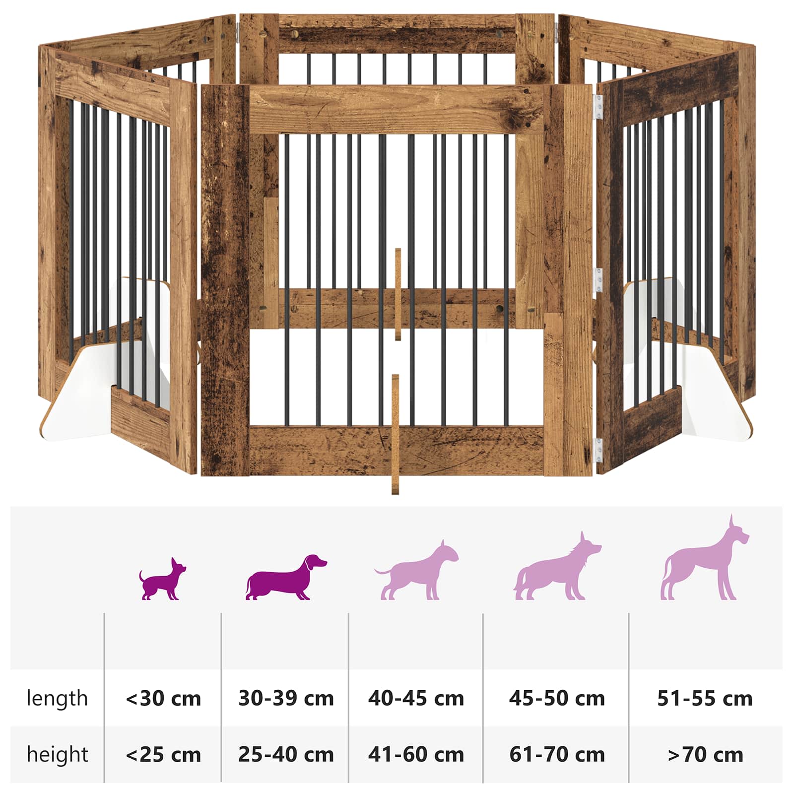Hondenhekje met standaards 6 pcs Oud hout 80 x 80 cm image 12