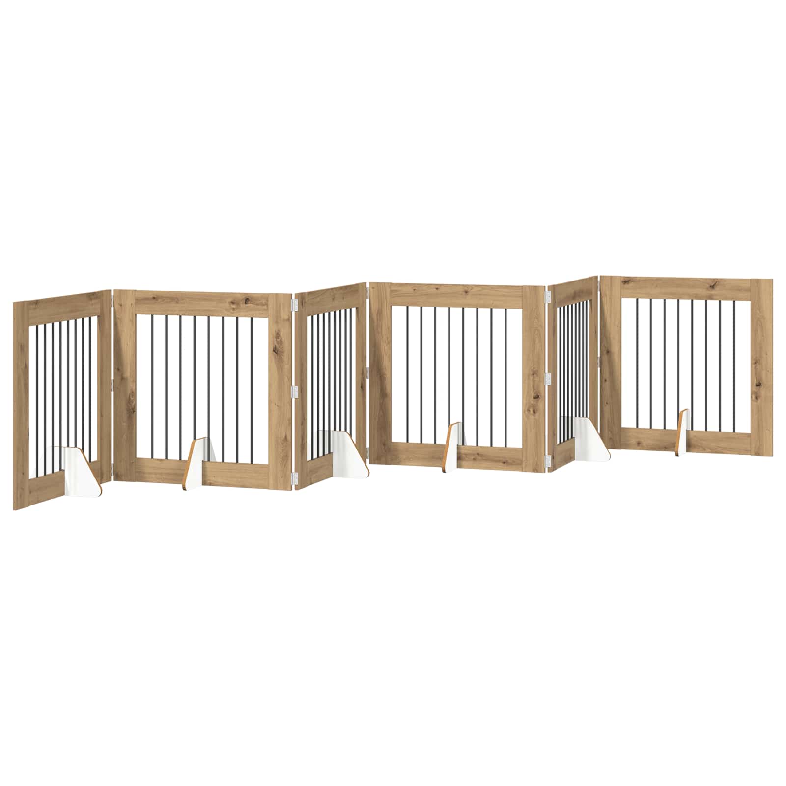 vidaXL Skládací psí brána se stojany 6 ks Dub artisan 482 cm