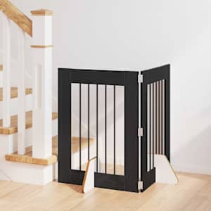 Vrata za pse z stojali 2 pcs Črni hrast 60 x 80 cm