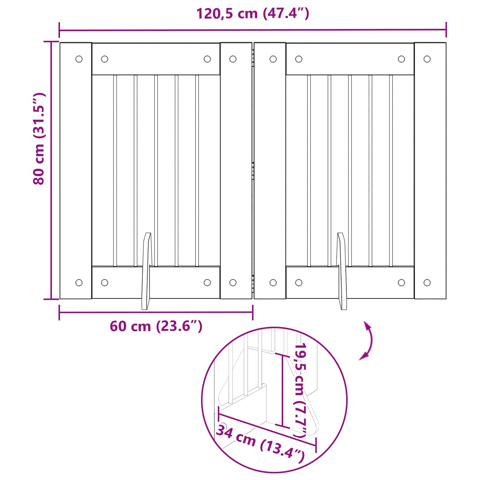 Vrata za pse z stojali 2 pcs Sonoma hrast 60 x 80 cm - slika 10