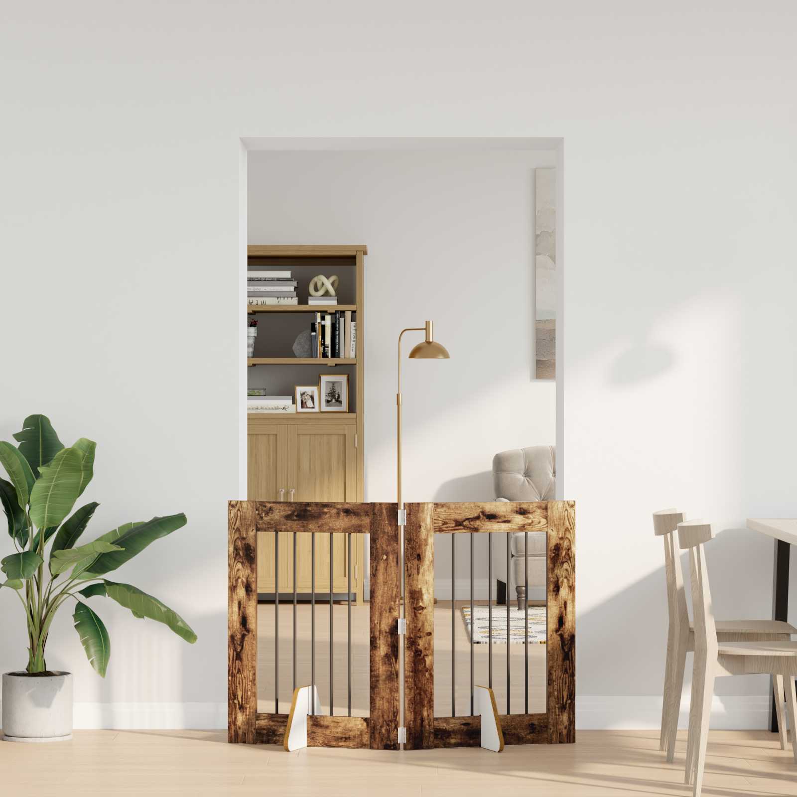 Hondenhekje met standaards 2 pcs Gerookt eiken 60 x 80 cm image 3