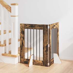 Vrata za pse z stojali 2 pcs Dimljen hrast 60 x 80 cm