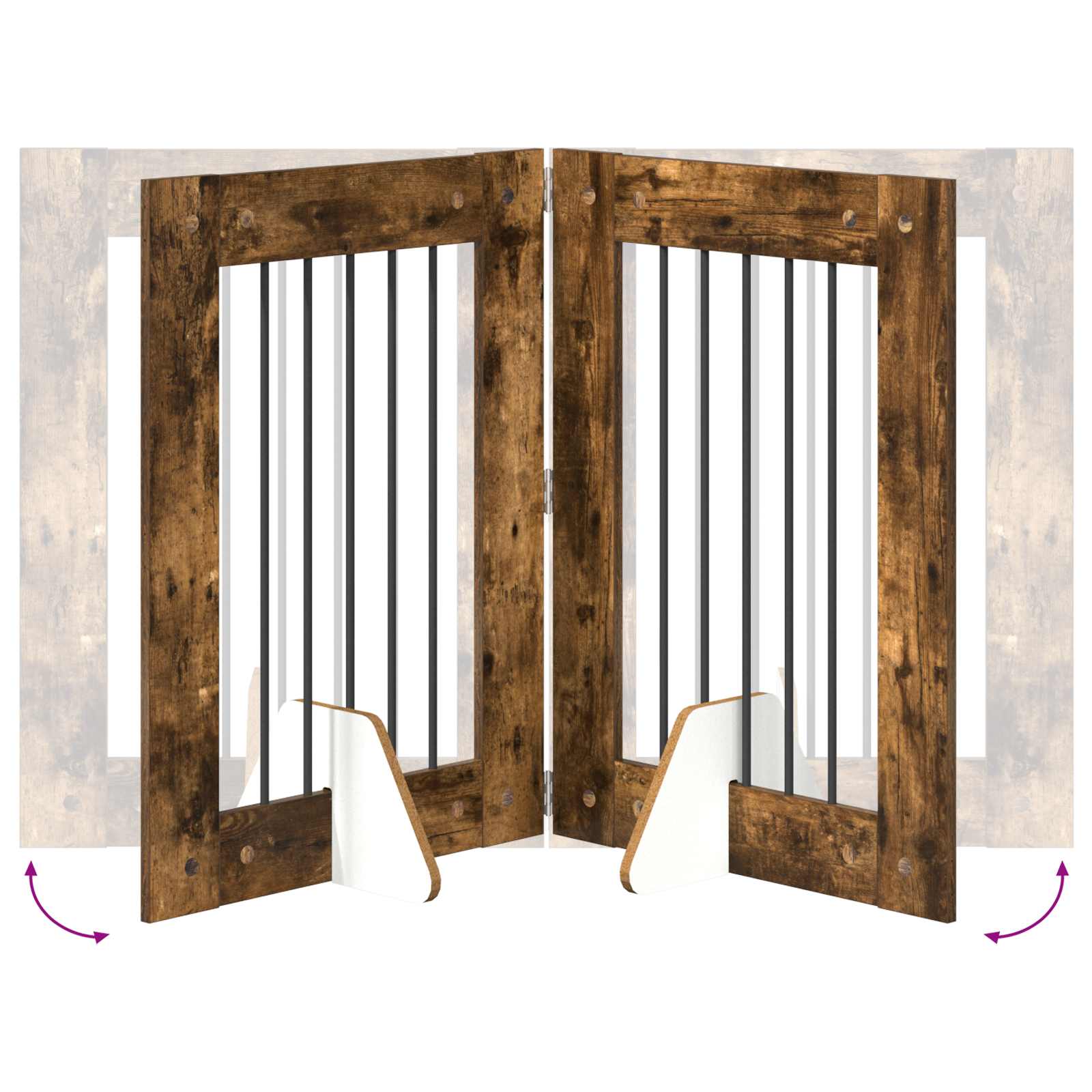 Hondenhekje met standaards 2 pcs Gerookt eiken 60 x 80 cm image 8