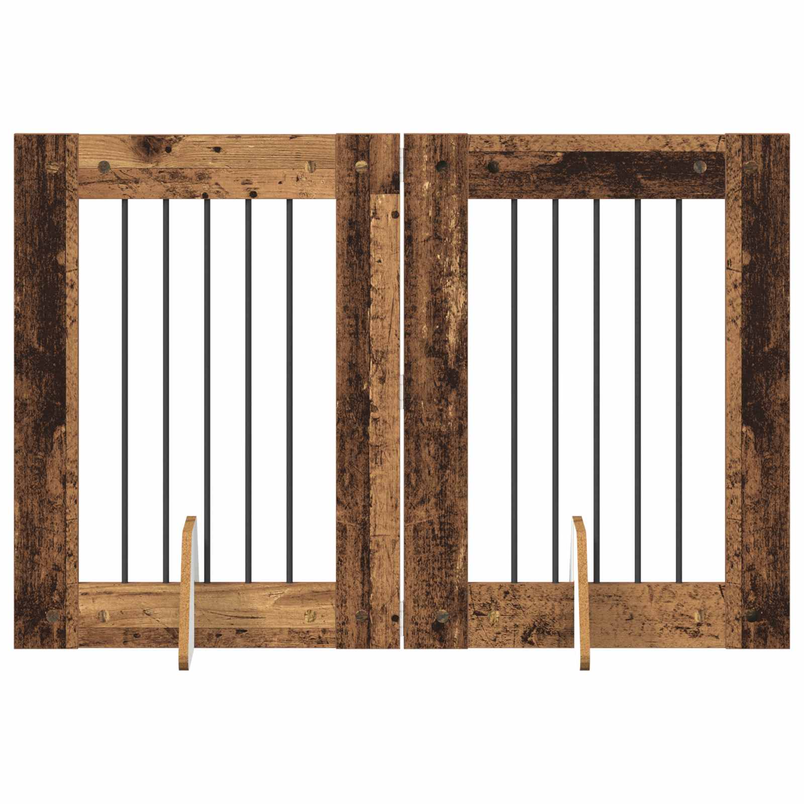 Hondenhekje met standaards 2 pcs Oud hout 60 x 80 cm image 2