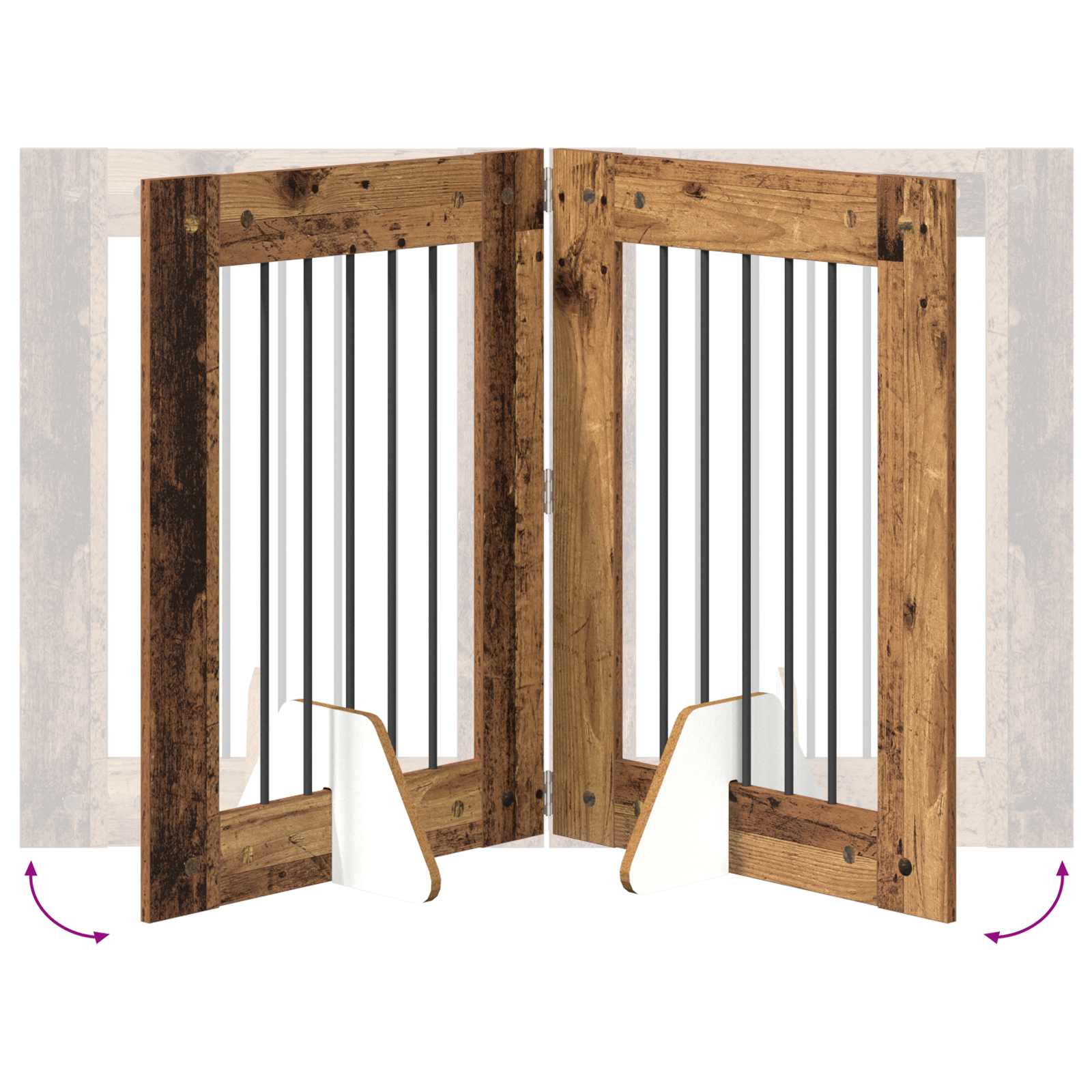 Hondenhekje met standaards 2 pcs Oud hout 60 x 80 cm image 8