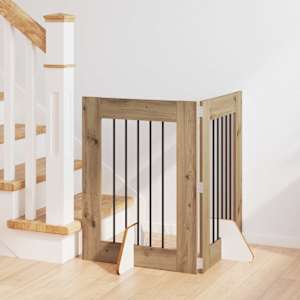 Vrata za pse z stojali 2 pcs Artisan hrast 60 x 80 cm