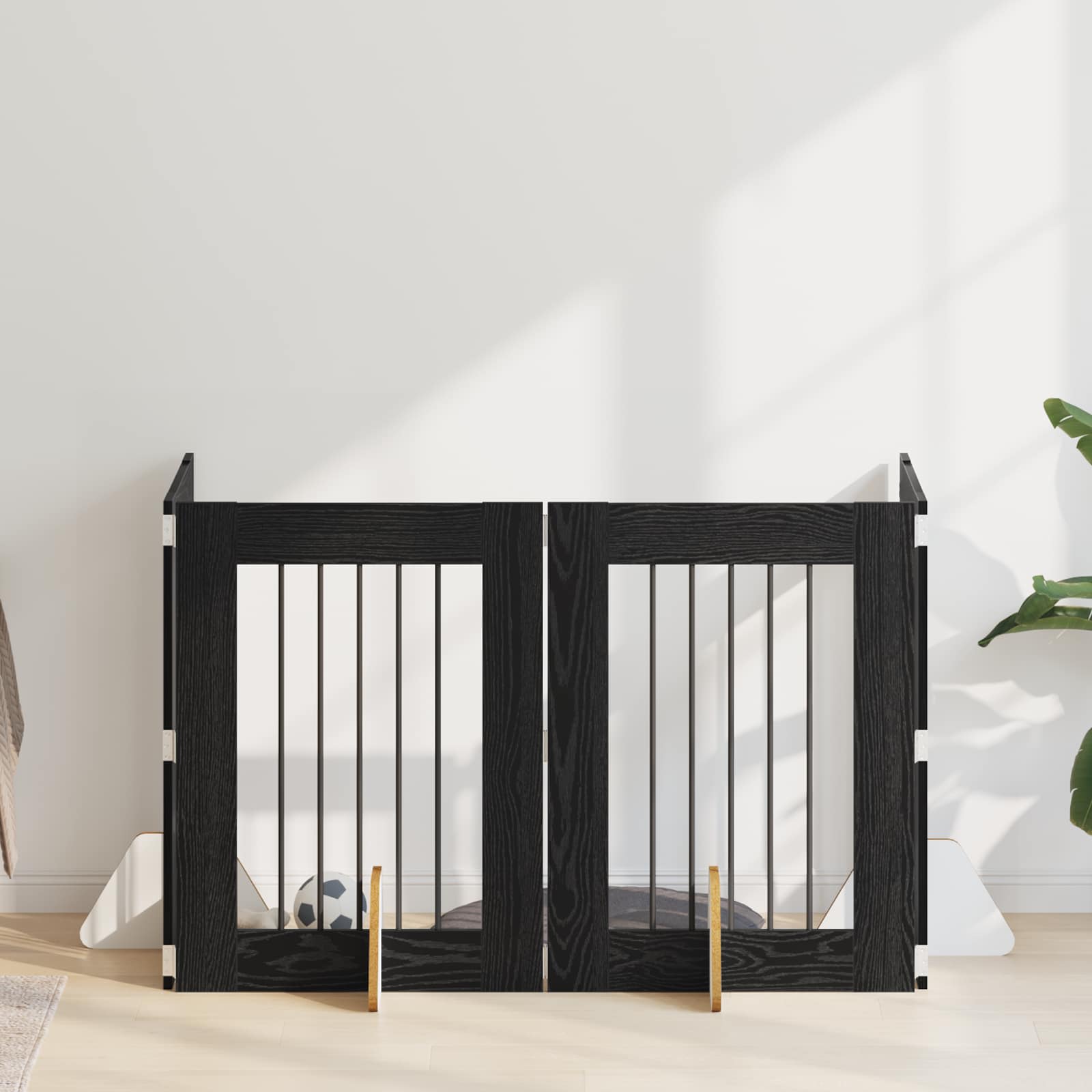 Hondenhekje met standaards 4 pcs Zwart eiken 60 x 80 cm image 1